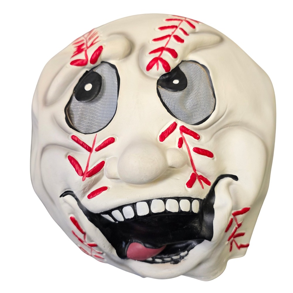 Easter Unlimited Game Face Baseball Head Latex Mask Vintage 90s OS White Fair